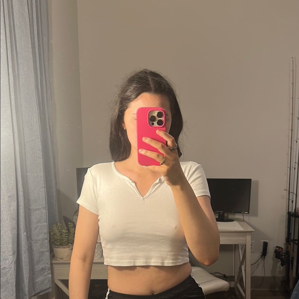 White Fitted Crop T-Shirt